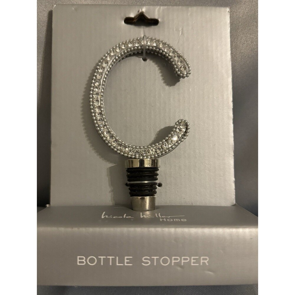 Nicole Miller Home Rhinestone Letter C Bottle Stopper~New In Box